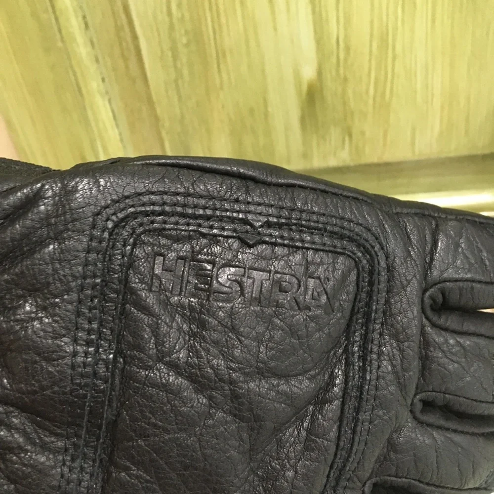 Hestra Black Cowhide Leather SZ 6 Ski Snowboarding Gloves